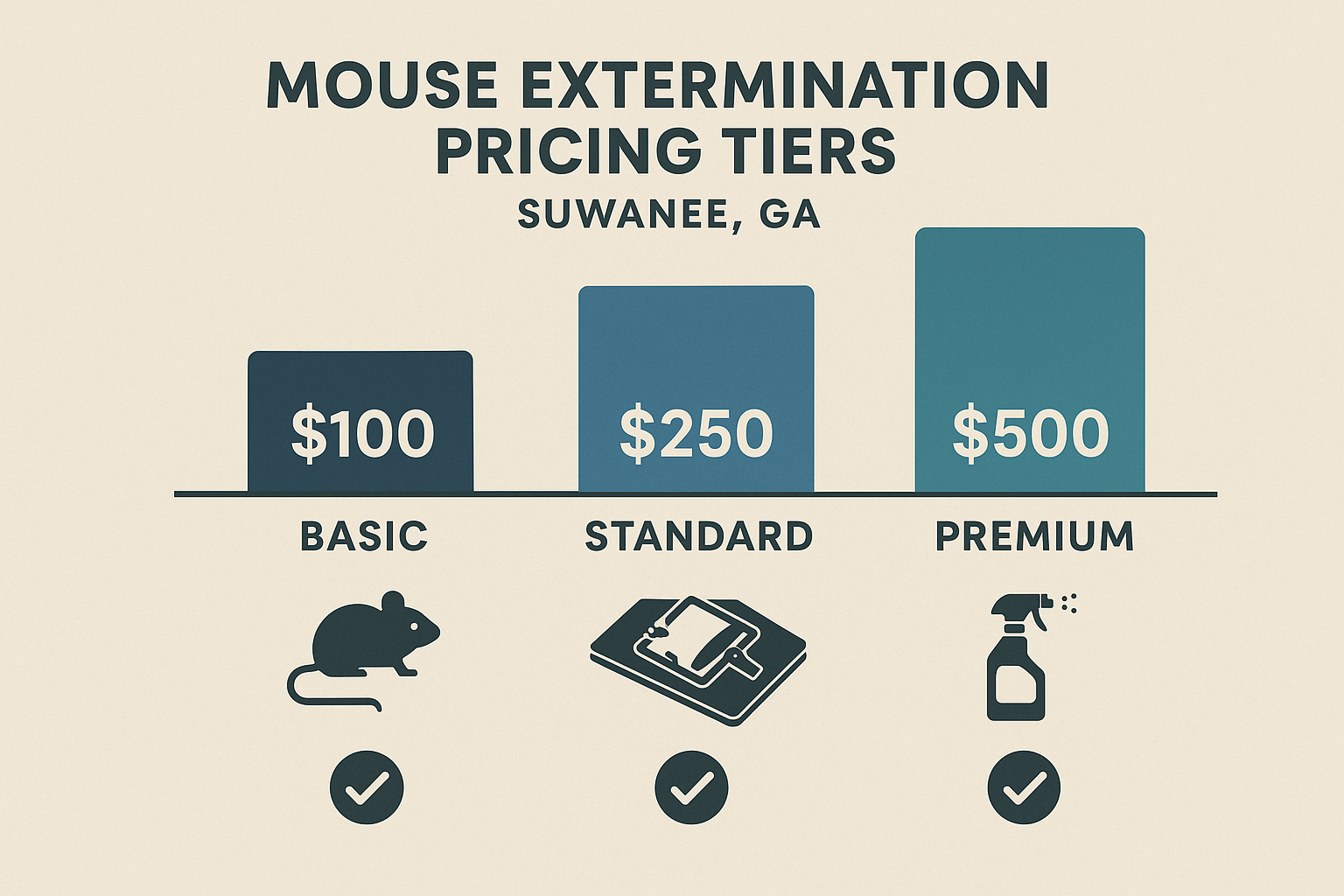Mouse extermination pricing tiers infographic