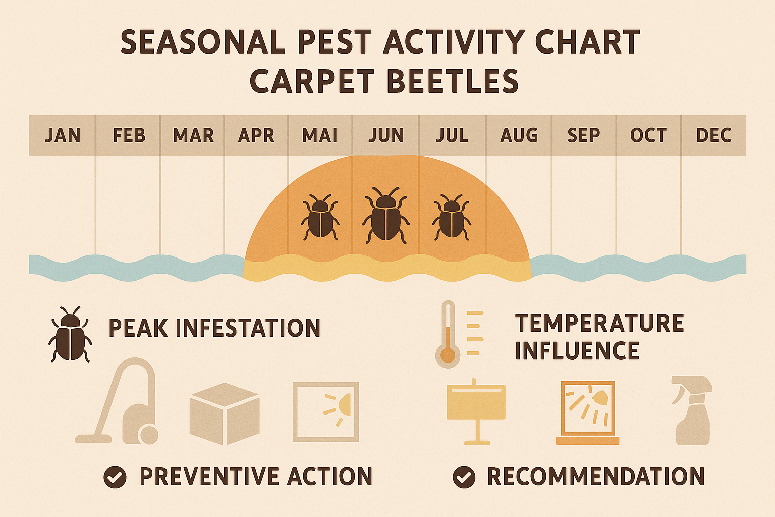 Seasonal prevention calendar for carpet beetles