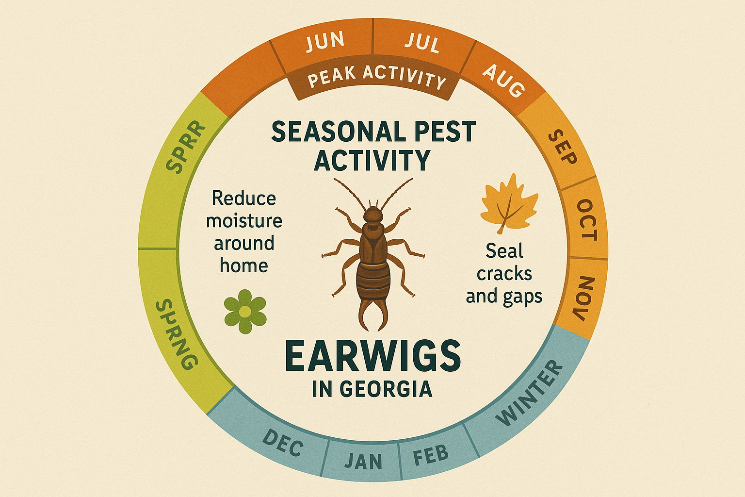 Seasonal activity chart for earwigs showing peak months from April to September