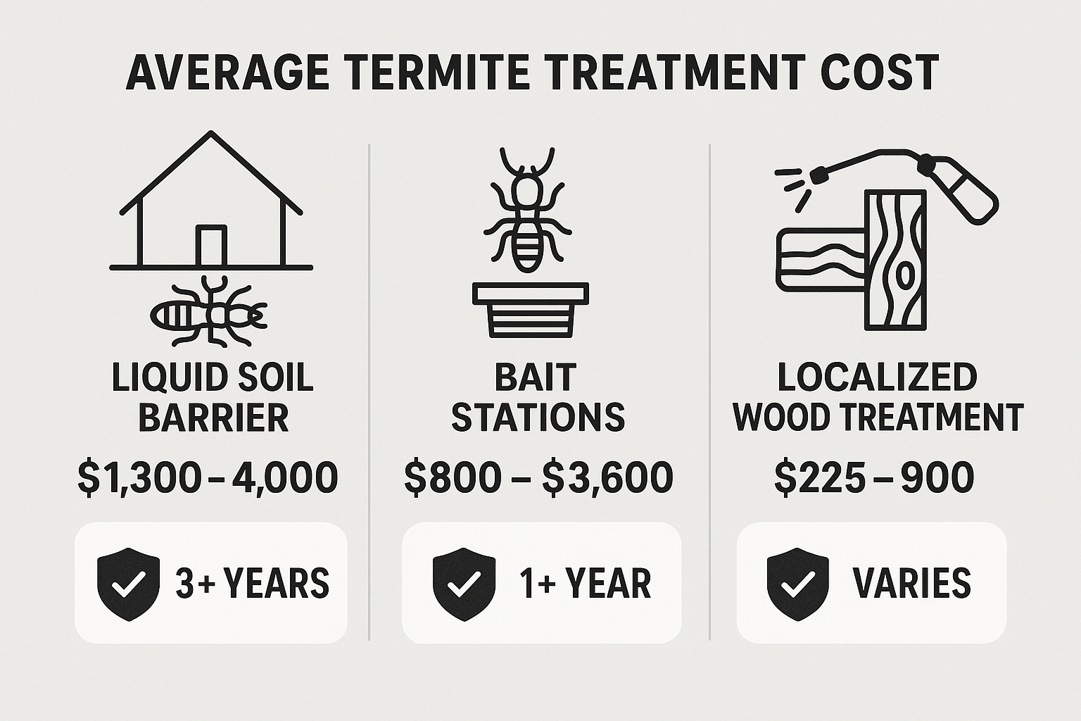 Top-Rated Termite Control in Decatur, Georgia: Cost, Treatment & Tips 5 Infographic comparing termite treatment costs and protection durations