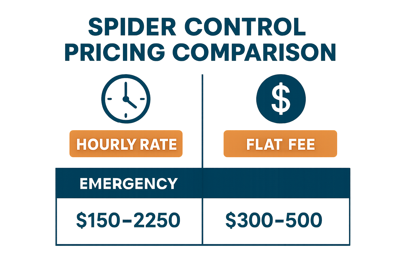 Emergency spider control service pricing chart