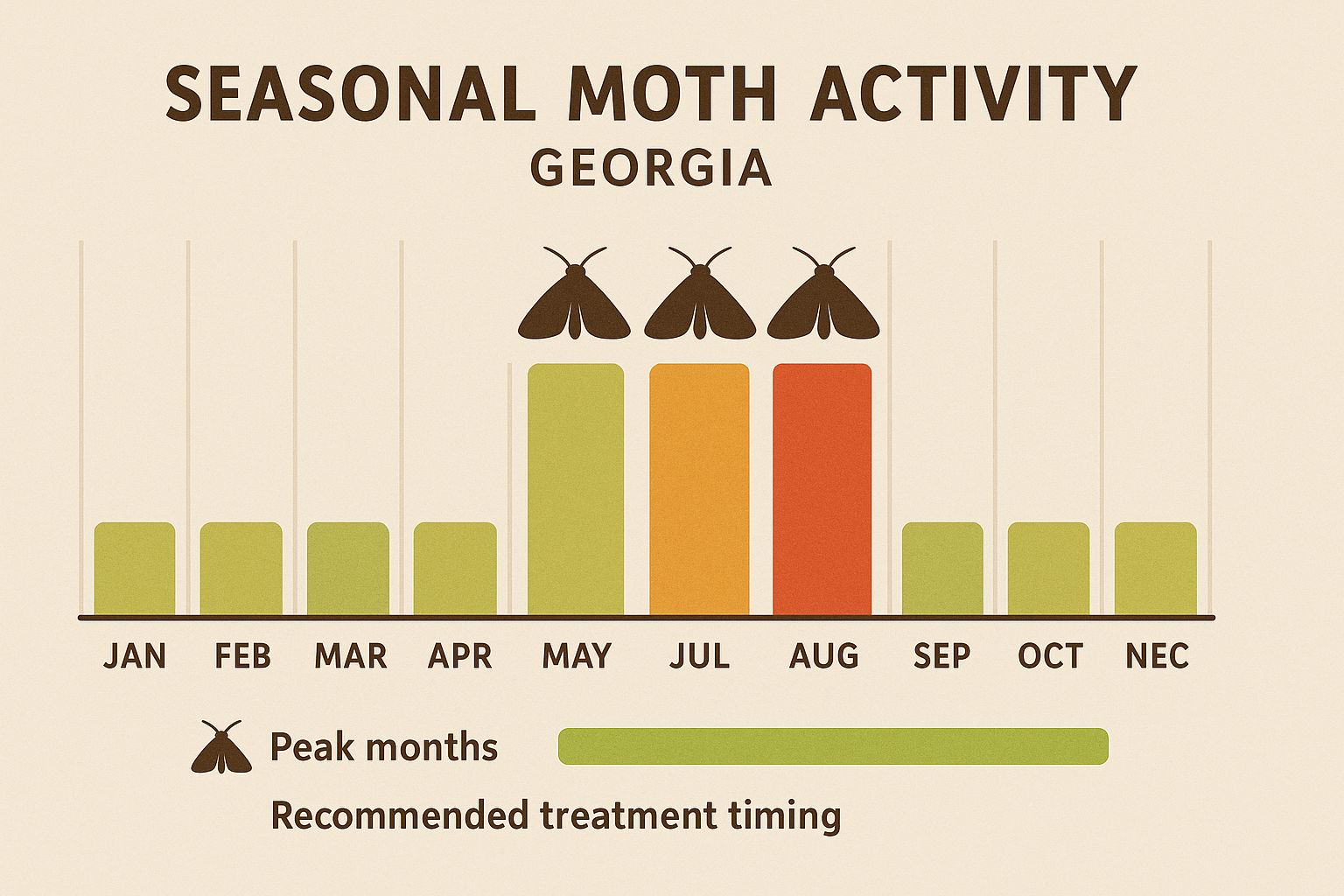 Seasonal moth activity chart for Georgia