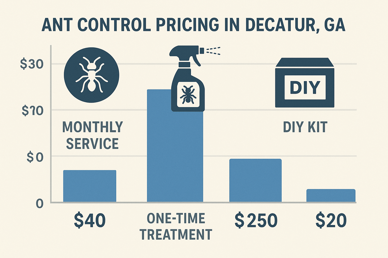 Ant control cost comparison infographic for Decatur, GA