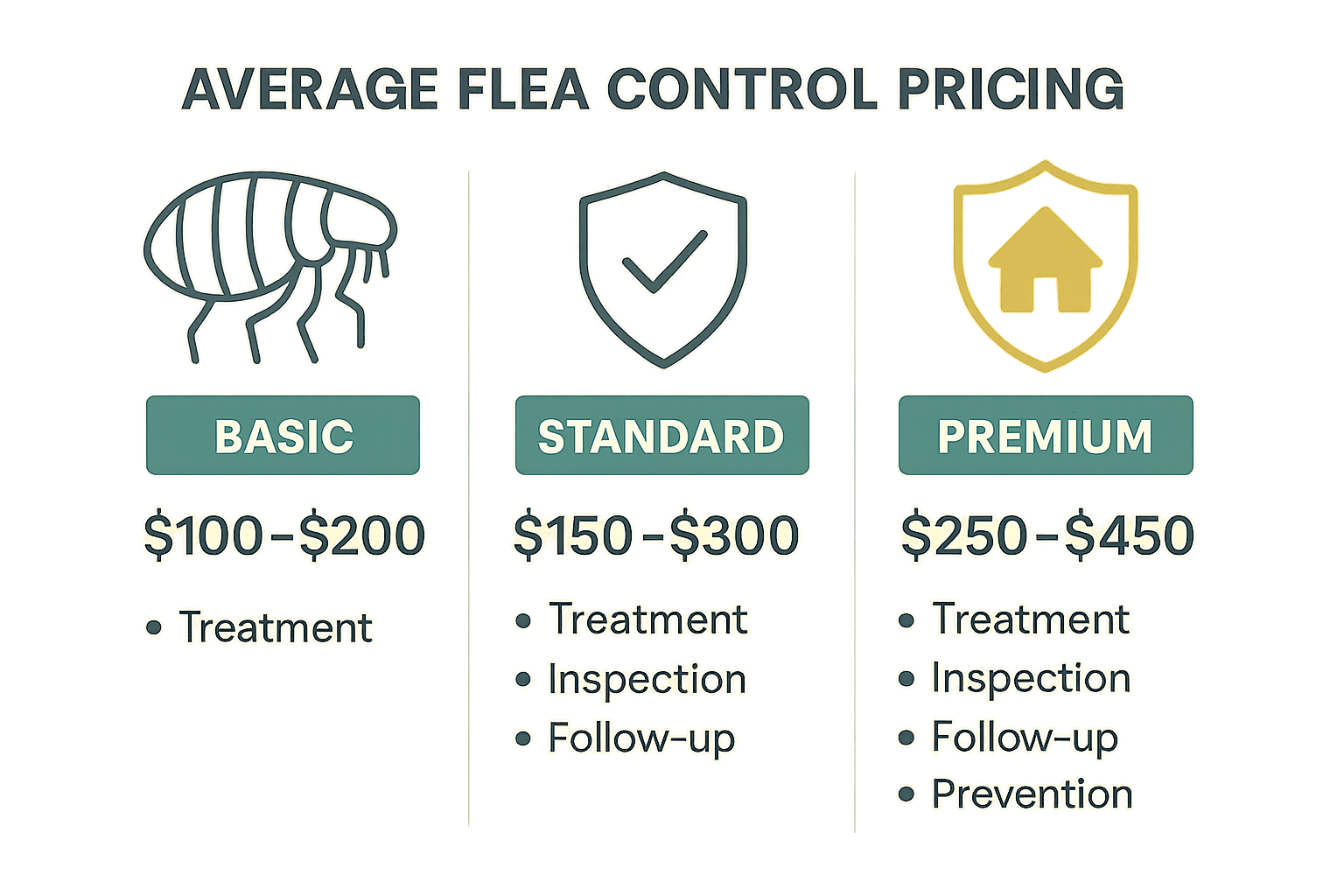 Comparison chart of flea control pricing tiers