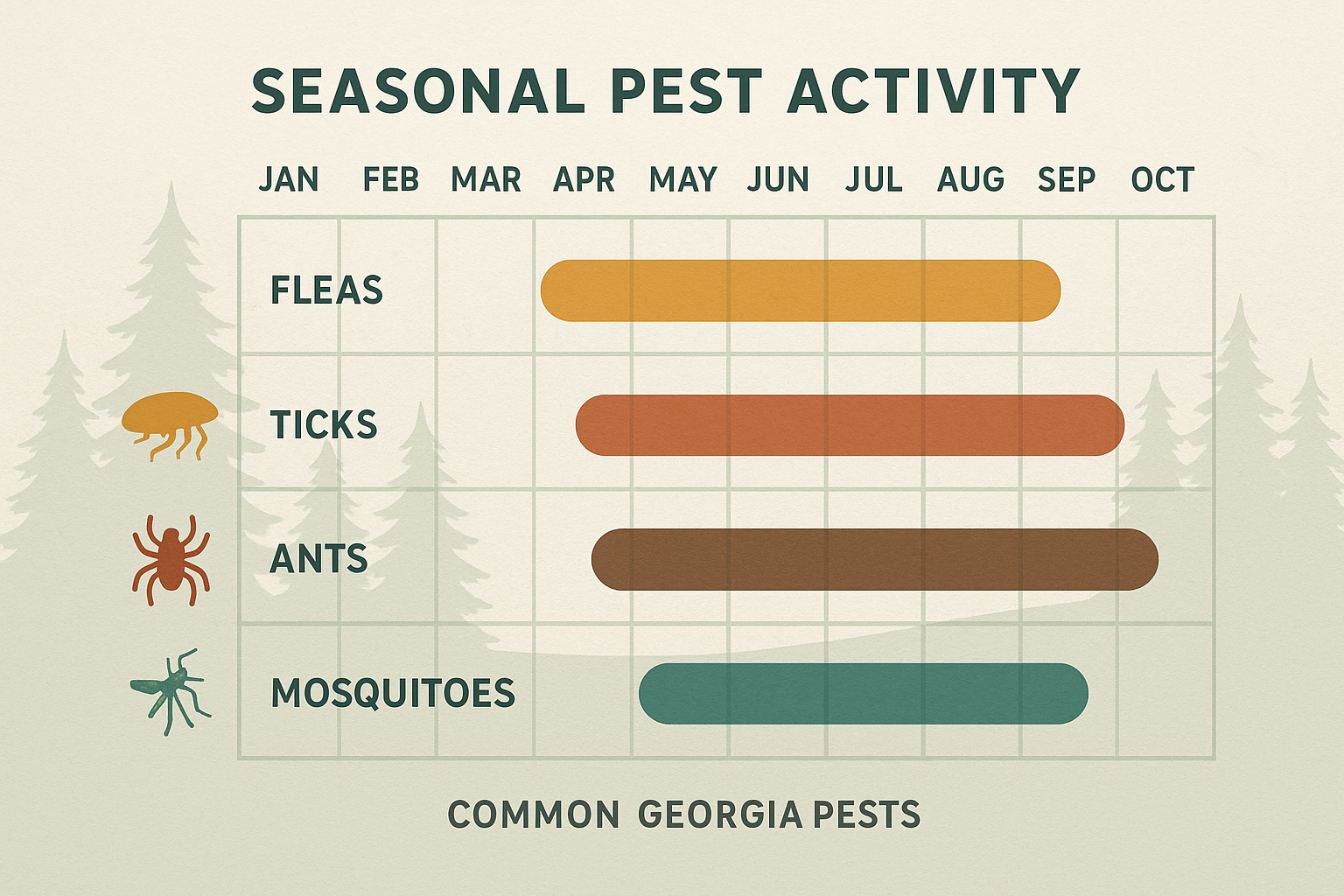 Seasonal flea activity chart for Georgia