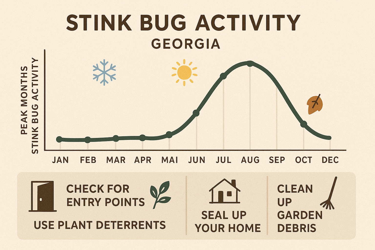 Stink bug activity calendar for Georgia