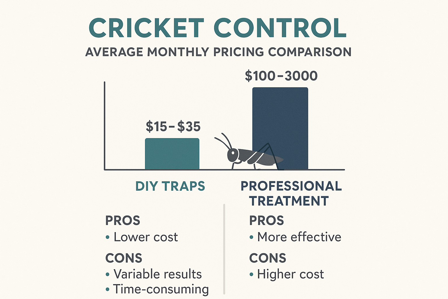 Comparison of DIY cricket trap costs versus professional service fees