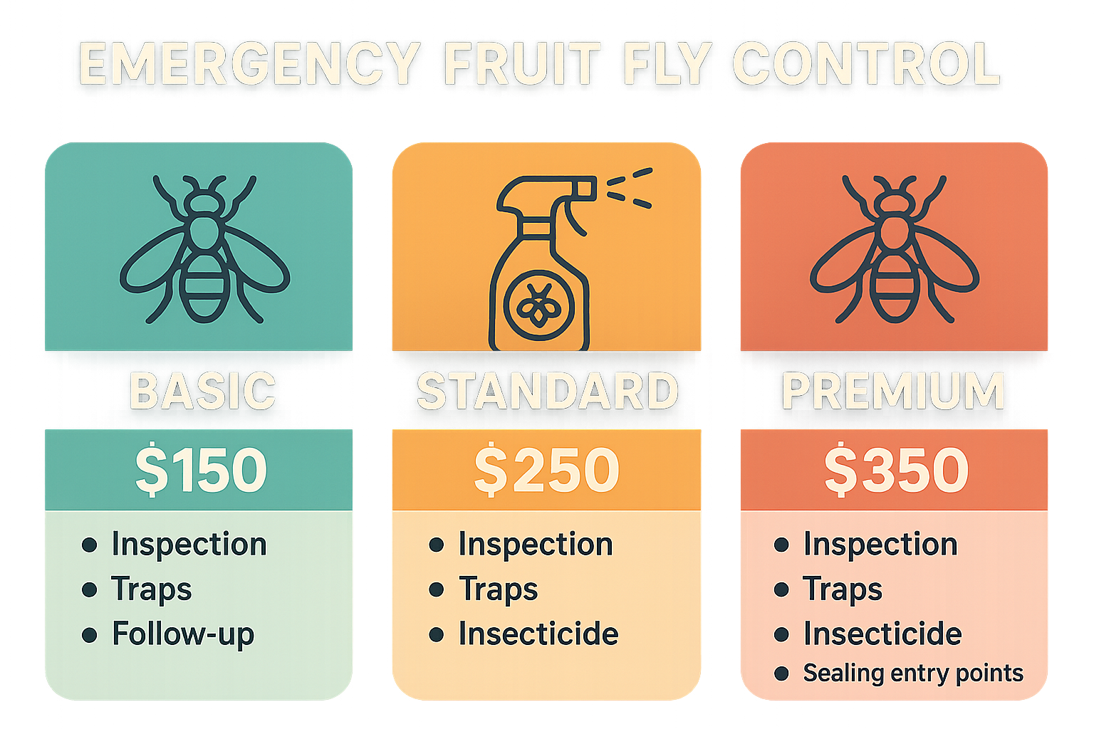 Comparison chart of fruit fly control pricing tiers