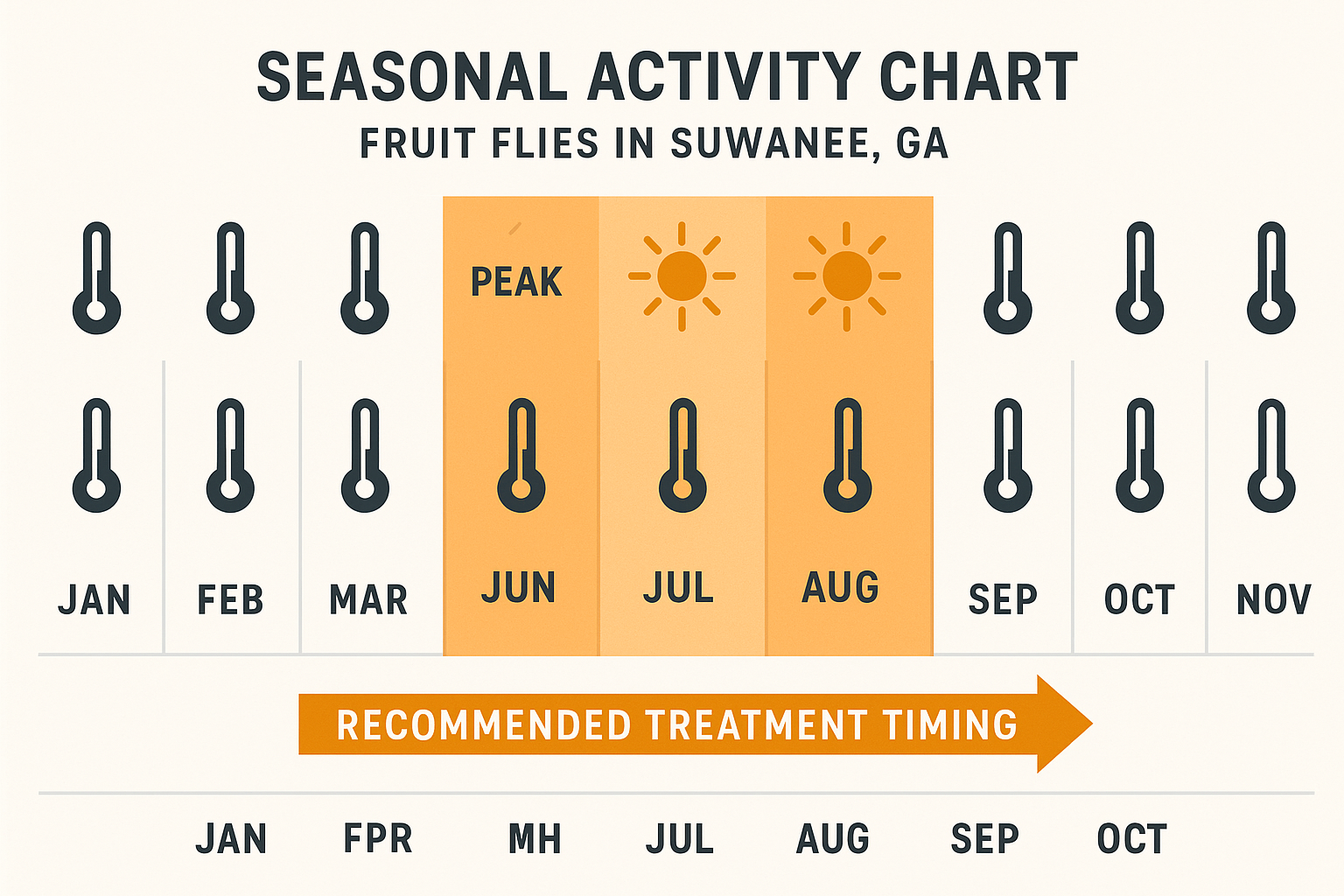 Seasonal activity chart for fruit flies in Suwanee, GA