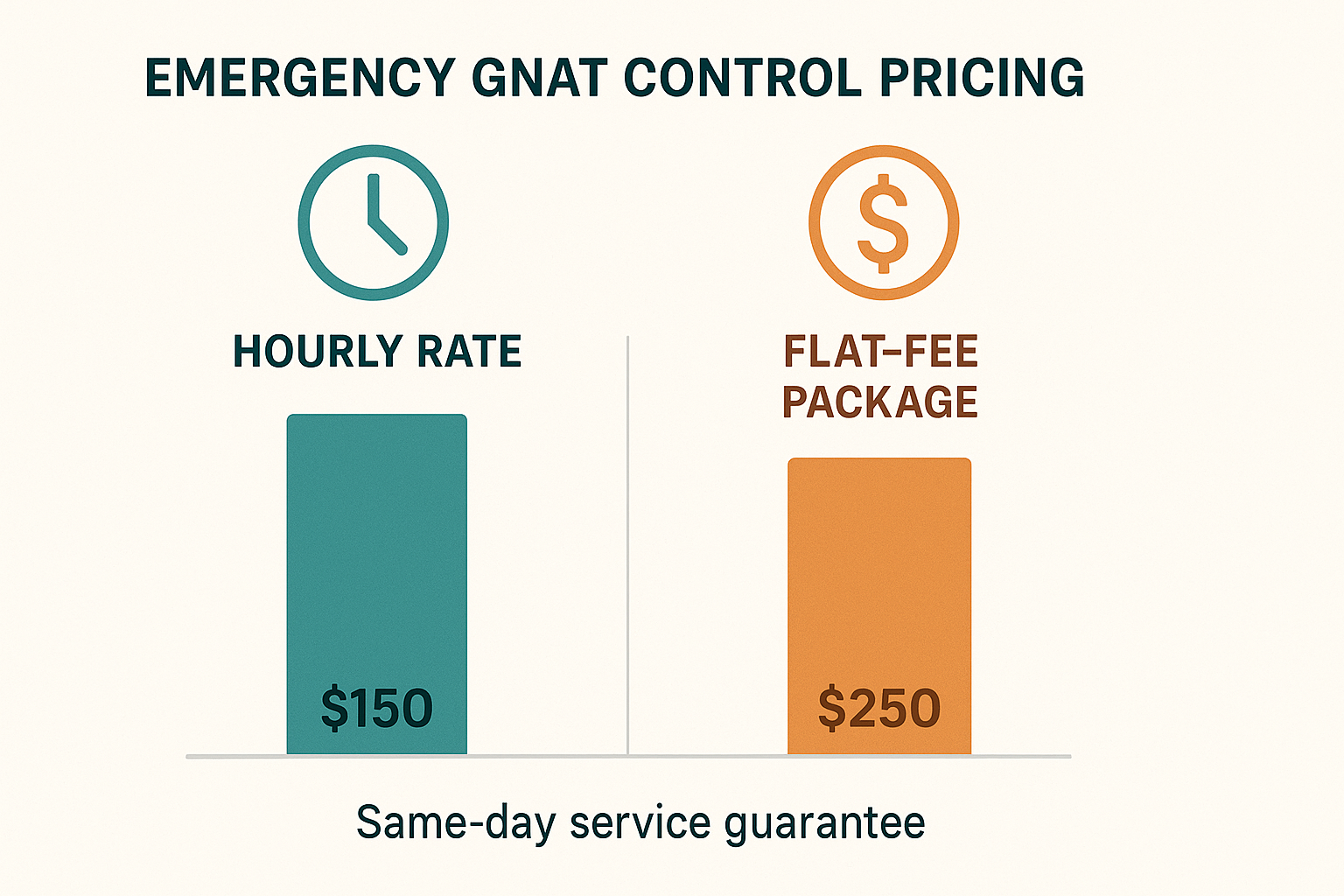 Pricing comparison chart for hourly gnat control services and flat-fee emergency packages