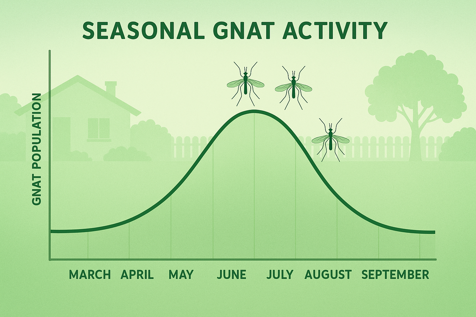 Seasonal gnat population chart March to October