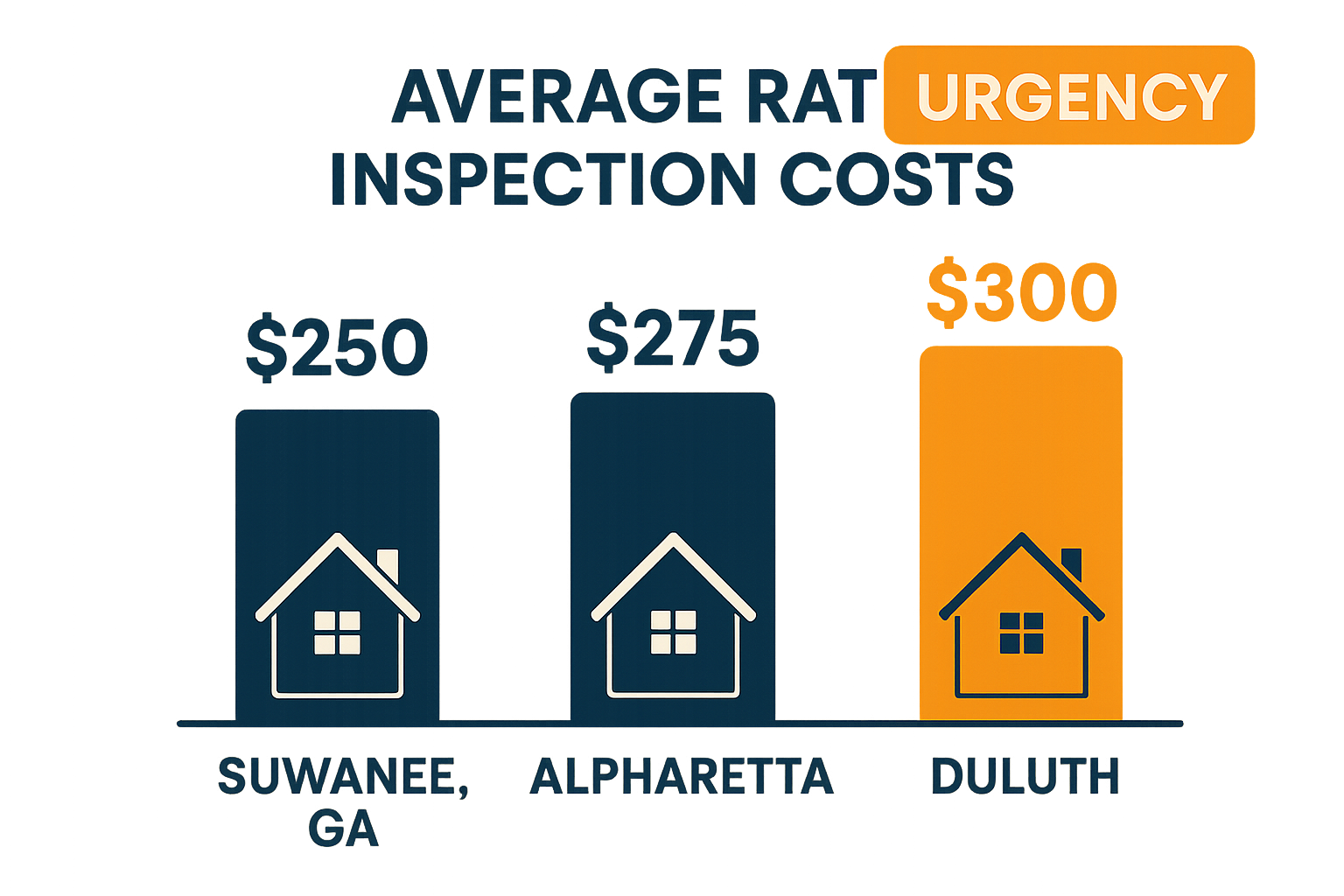 Bar chart comparing rat inspection costs in Suwanee, Alpharetta, and Duluth