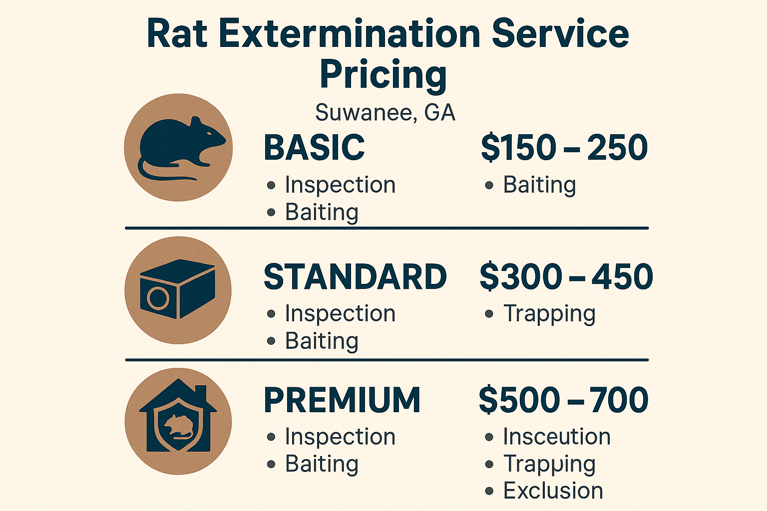Anthem Pest Control rat extermination pricing tiers for Suwanee homeowners