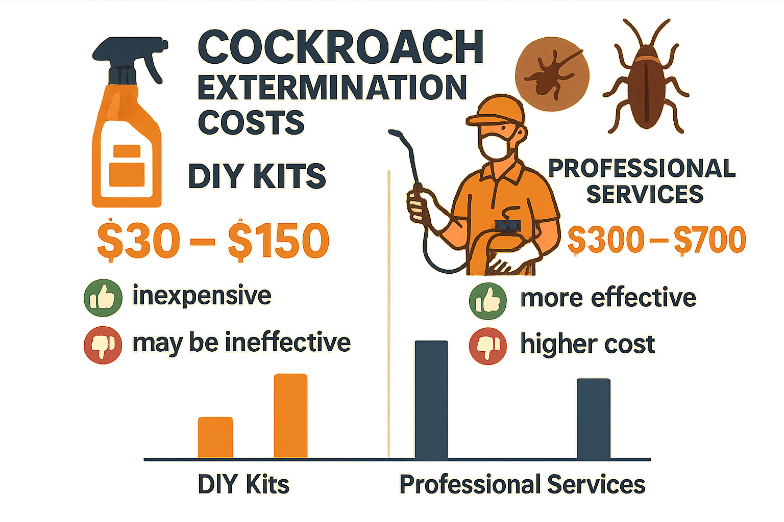 Cost versus outcome comparison for cockroach treatments
