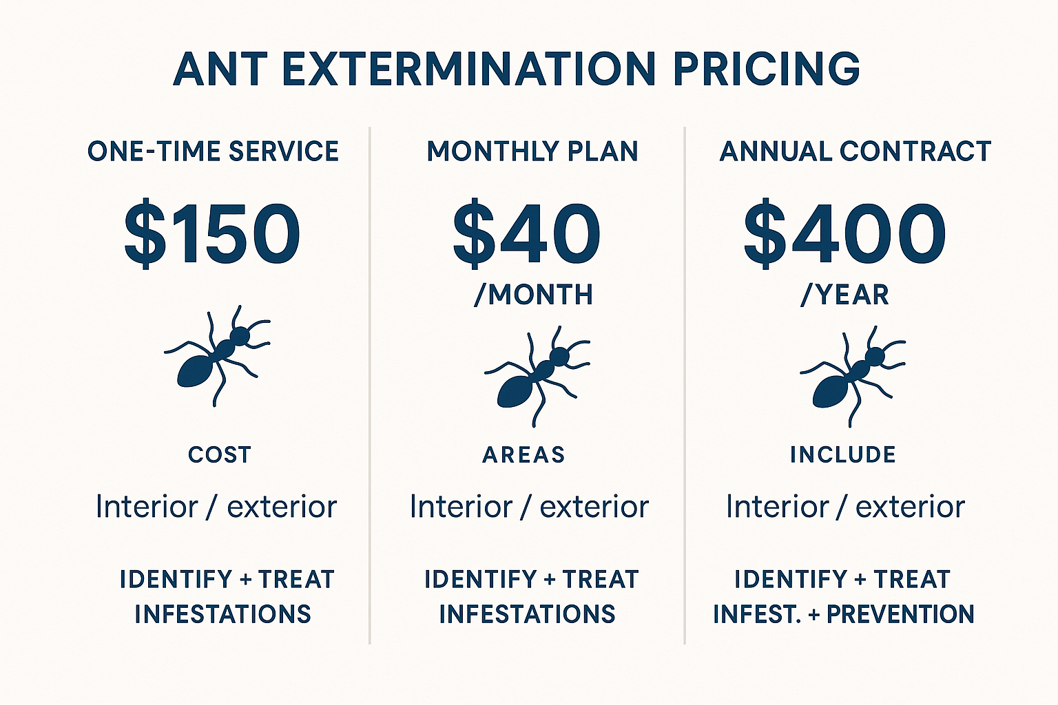 Ant control pricing comparison infographic