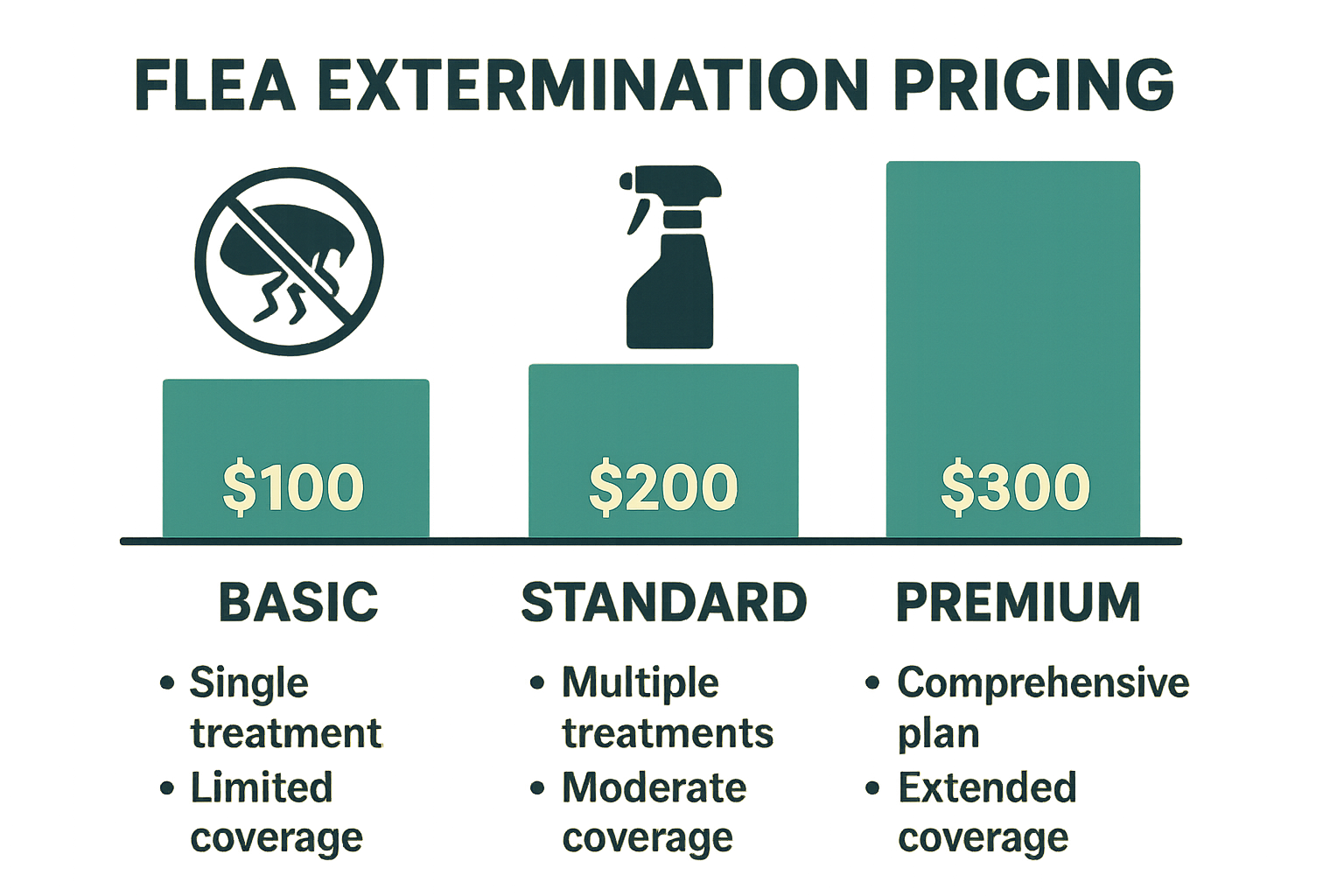 Flea control pricing tiers infographic
