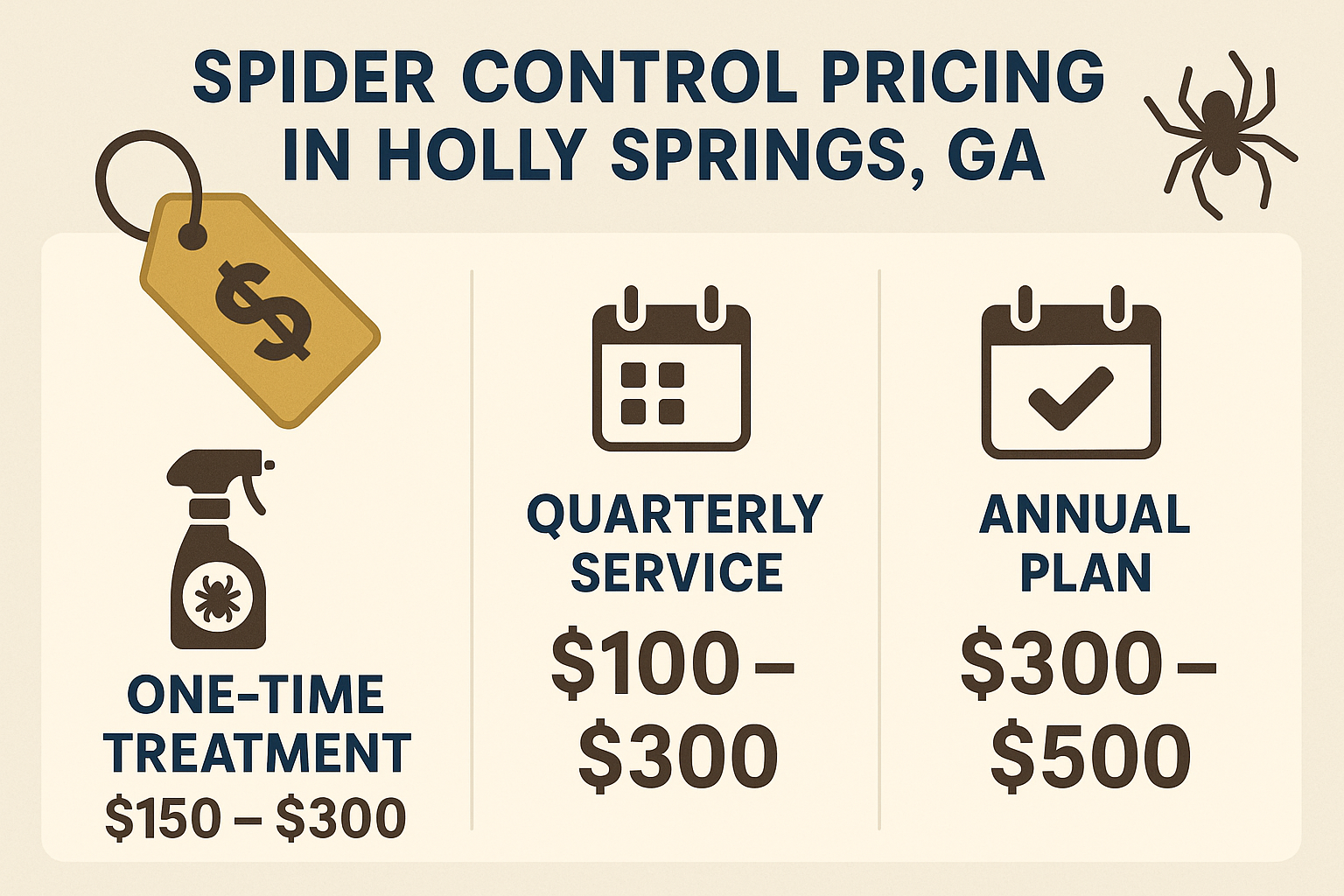 Spider control pricing infographic for Holly Springs homes