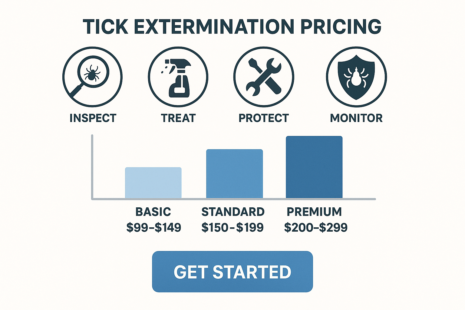 Illustration of tick control service tiers and coverage areas