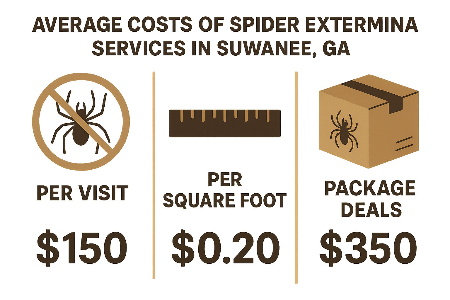 Spider extermination pricing infographic for Suwanee, GA