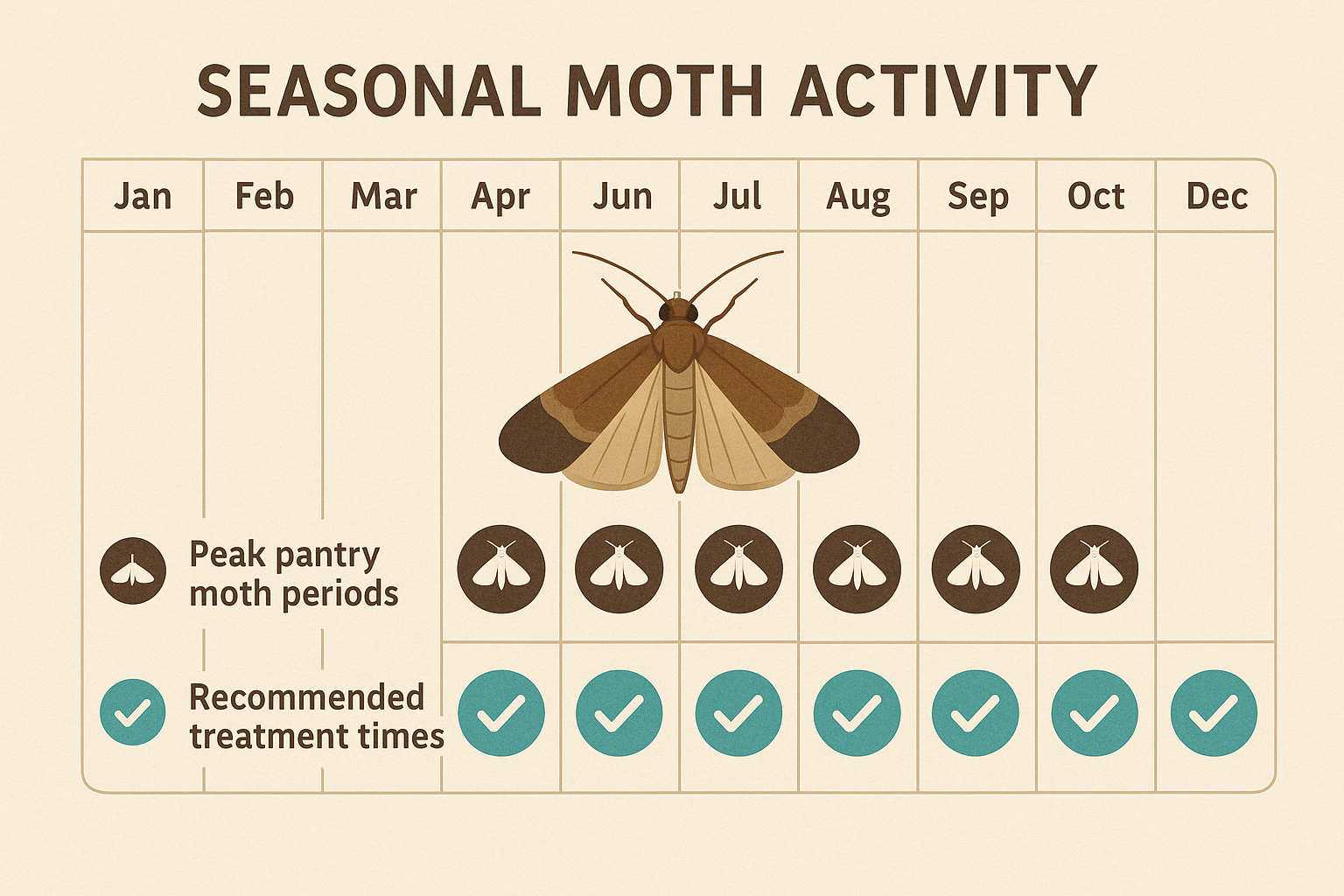 Seasonal activity chart for pantry moths in Suwanee, GA