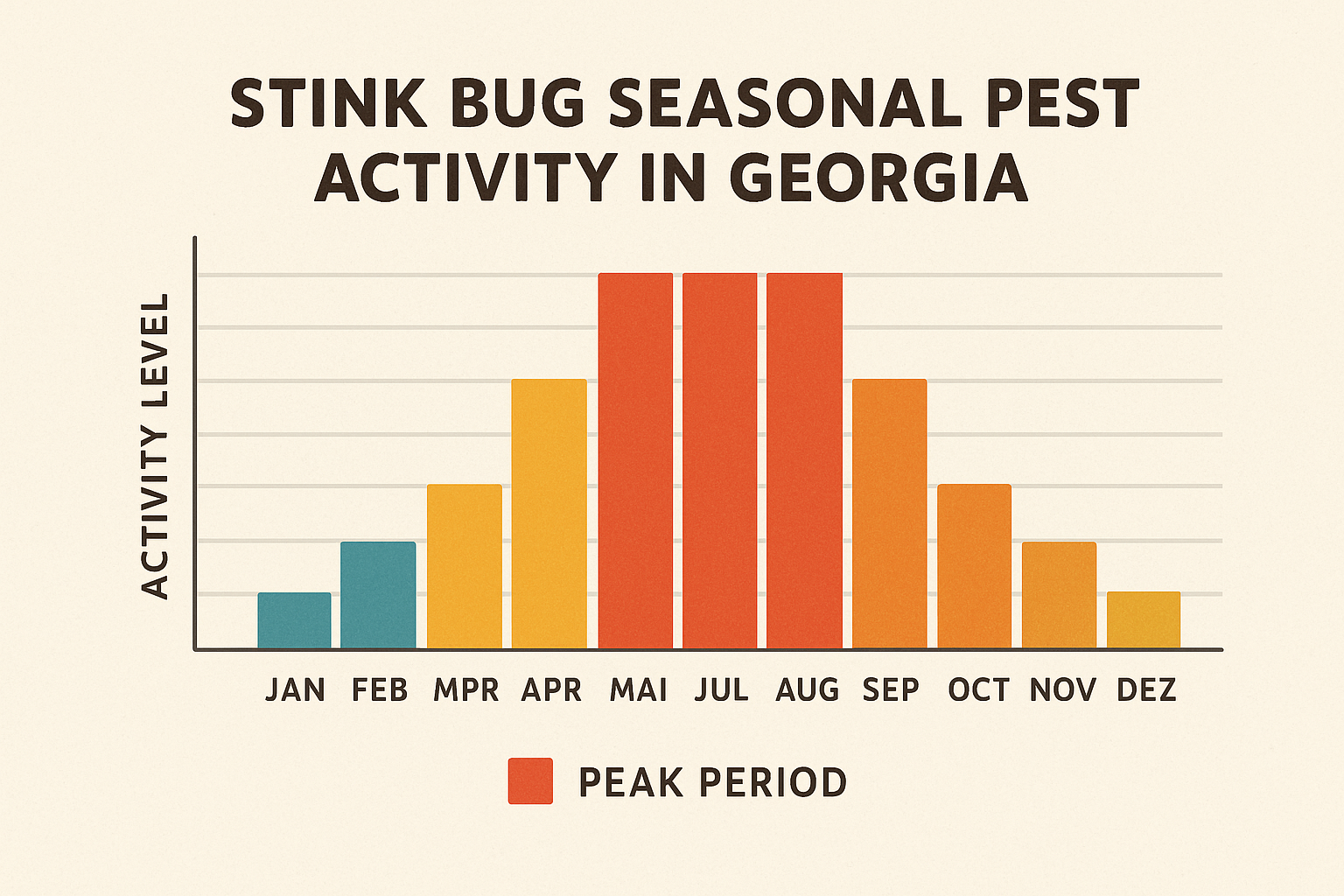 Seasonal activity chart for brown marmorated stink bug in Georgia
