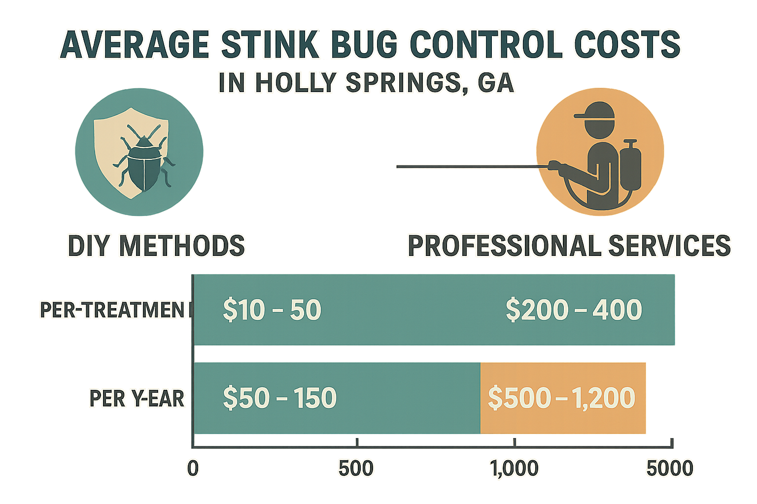 Infographic comparing DIY pest control costs with professional service pricing in Holly Springs, GA