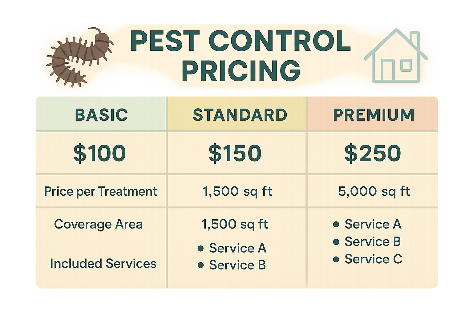 Millipede control pricing tiers
