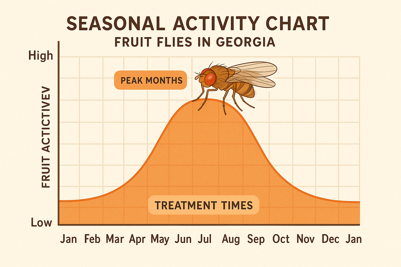 Seasonal fruit fly activity chart for Georgia