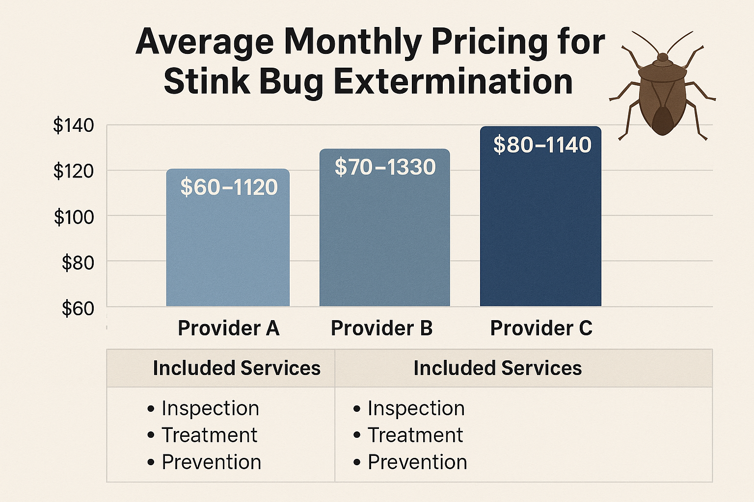 Pricing infographic comparing professional stink bug treatment options