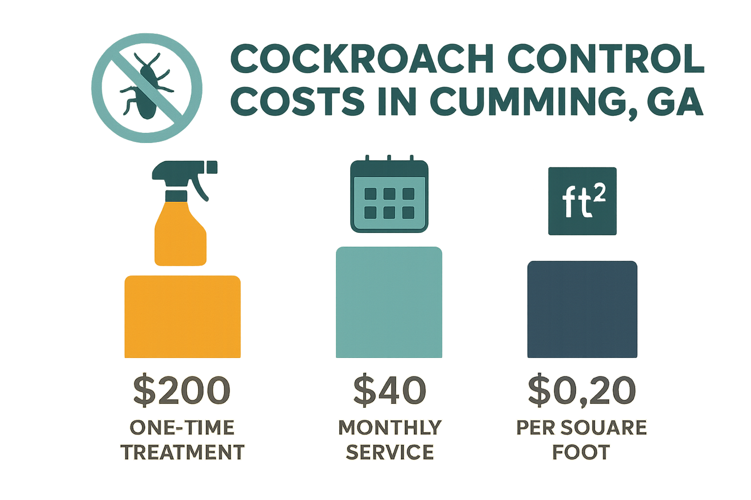 Cockroach control cost infographic for Cumming, GA