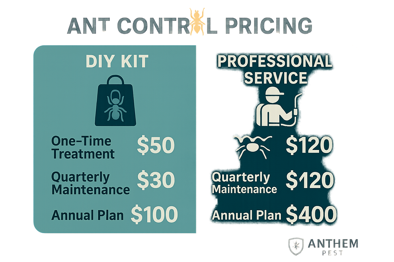 Top-Rated Ant Control in Druid Hills, Georgia: Cost, Treatment & Tips 5 Ant control pricing infographic showing one‑time, quarterly, and annual options