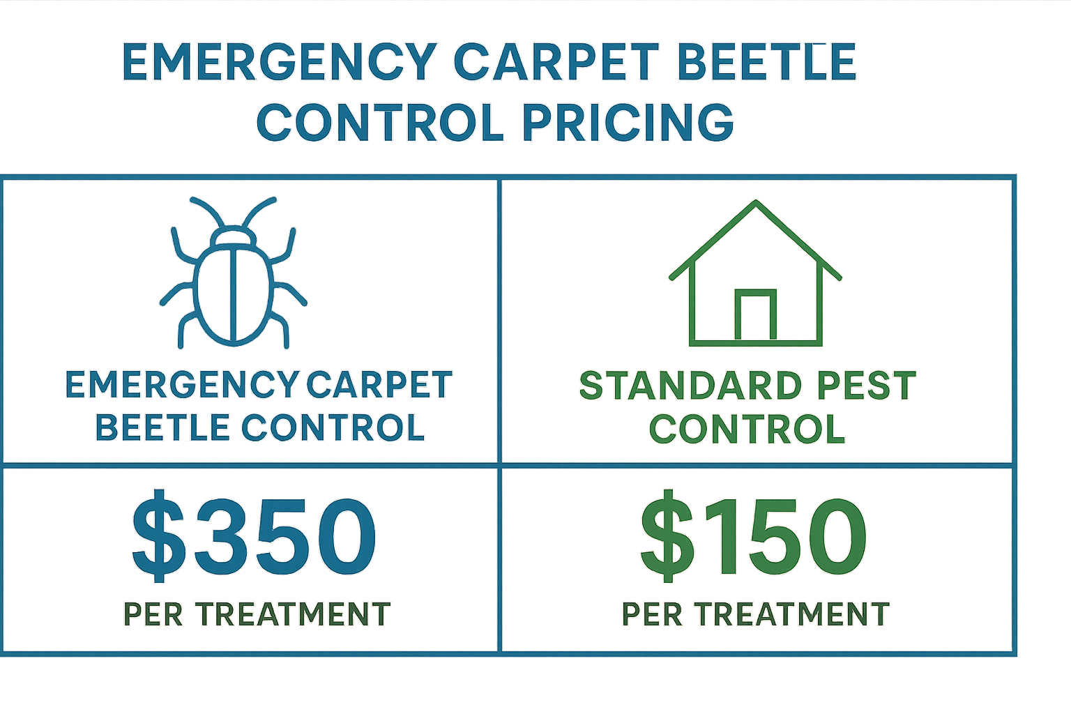 Emergency Carpet Beetle Control in Decatur, Georgia: What to Do Right Now 4 Comparison of carpet beetle treatment pricing options
