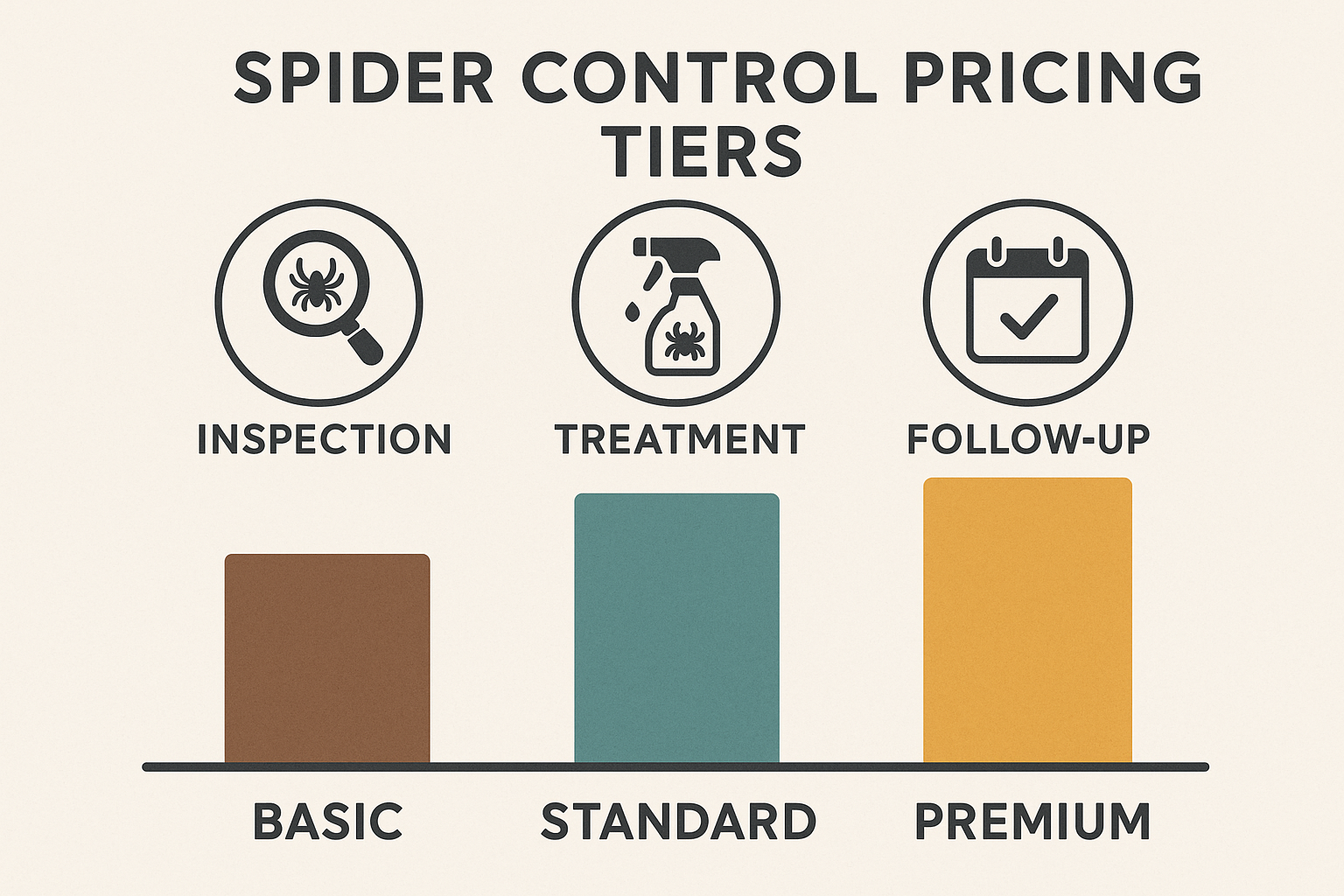 How much does spider control cost in Cumming, Georgia? 5 Spider control pricing tiers infographic