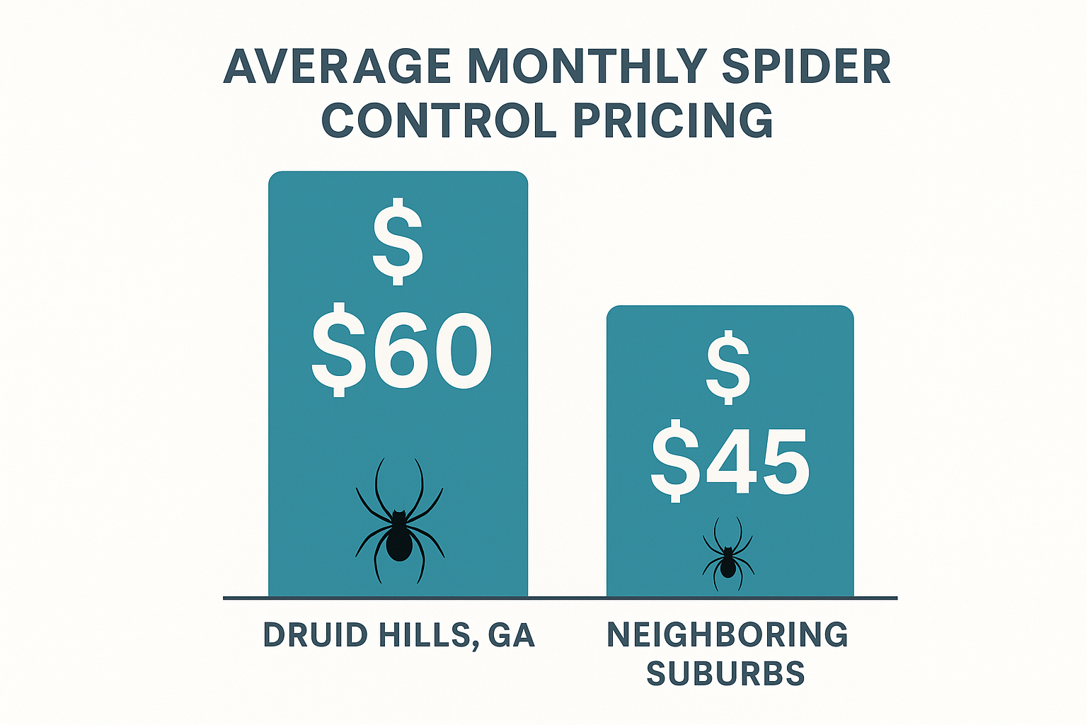 Average monthly spider control costs in Druid Hills and surrounding suburbs