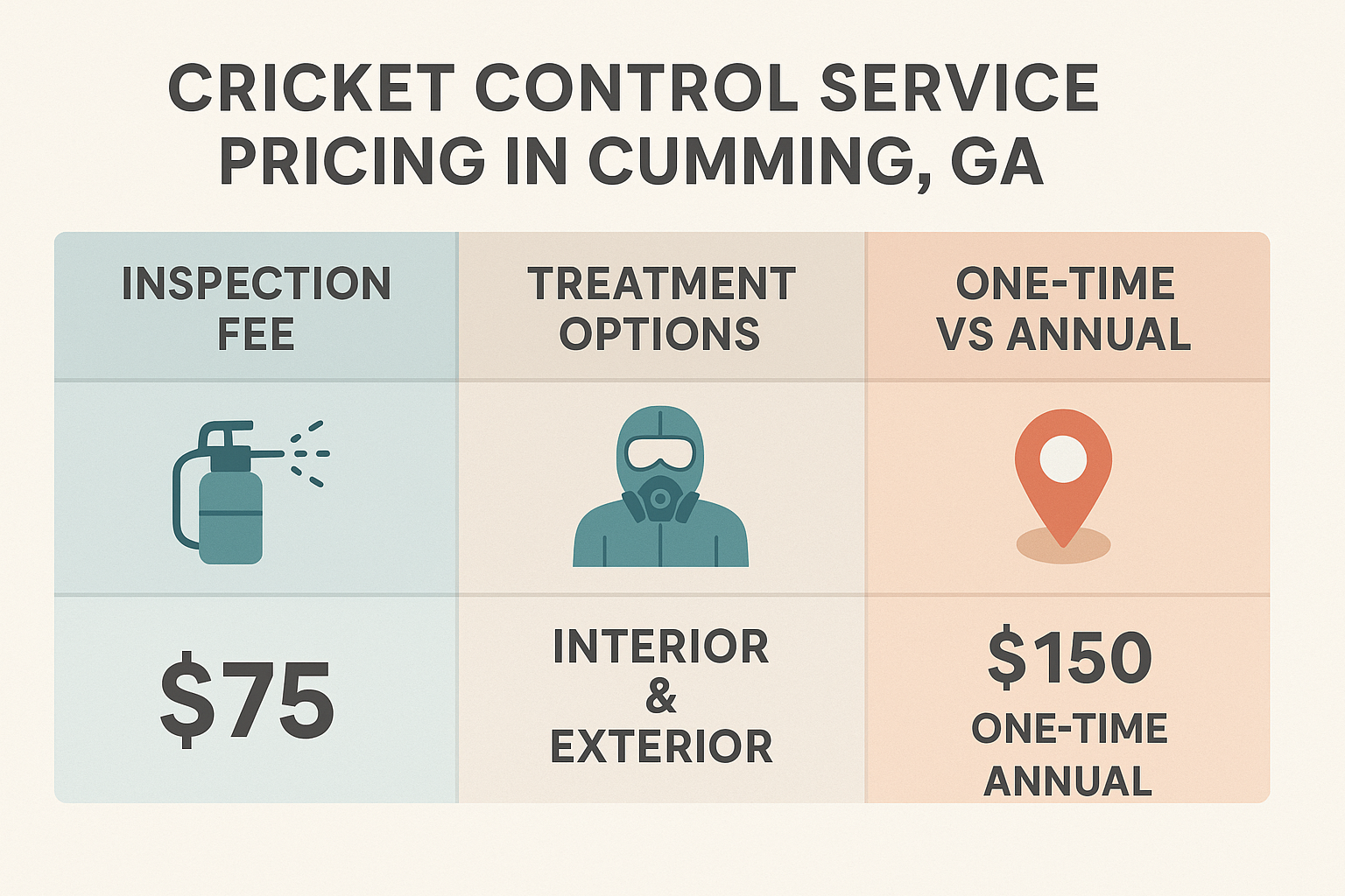 Cricket control cost breakdown for Cumming, GA