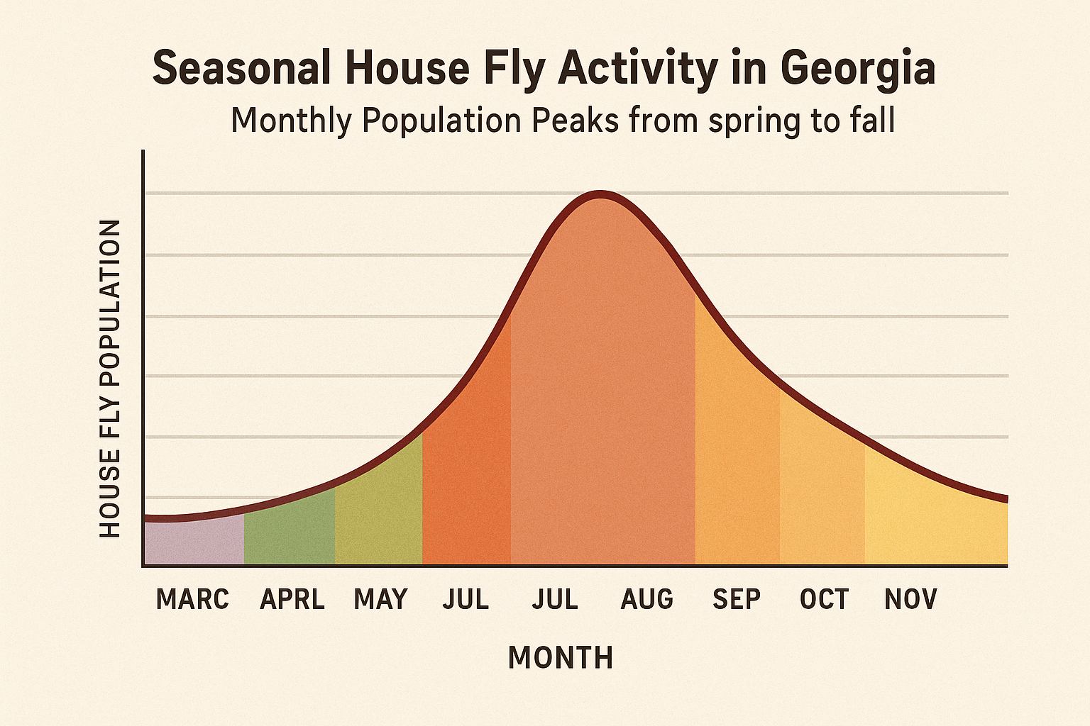 Monthly house fly activity line graph for Georgia