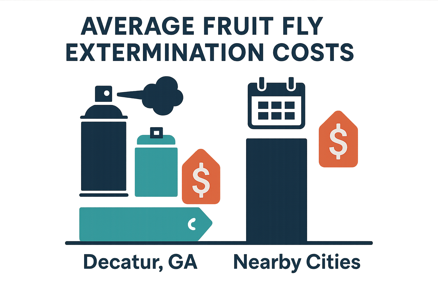 Bar‑chart comparing average fruit‑fly extermination costs in Decatur, GA, and nearby cities