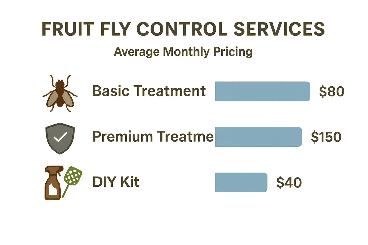 Infographic comparing basic, premium, and DIY fruit fly treatment options