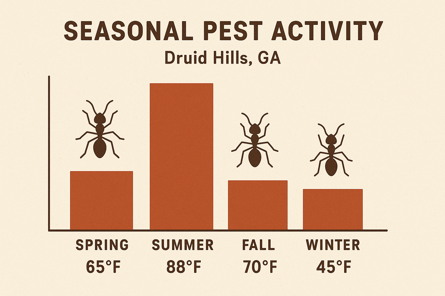 Seasonal ant activity chart for Druid Hills, GA