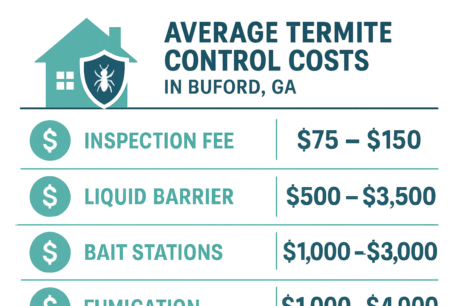 Comparison of termite treatment methods and costs