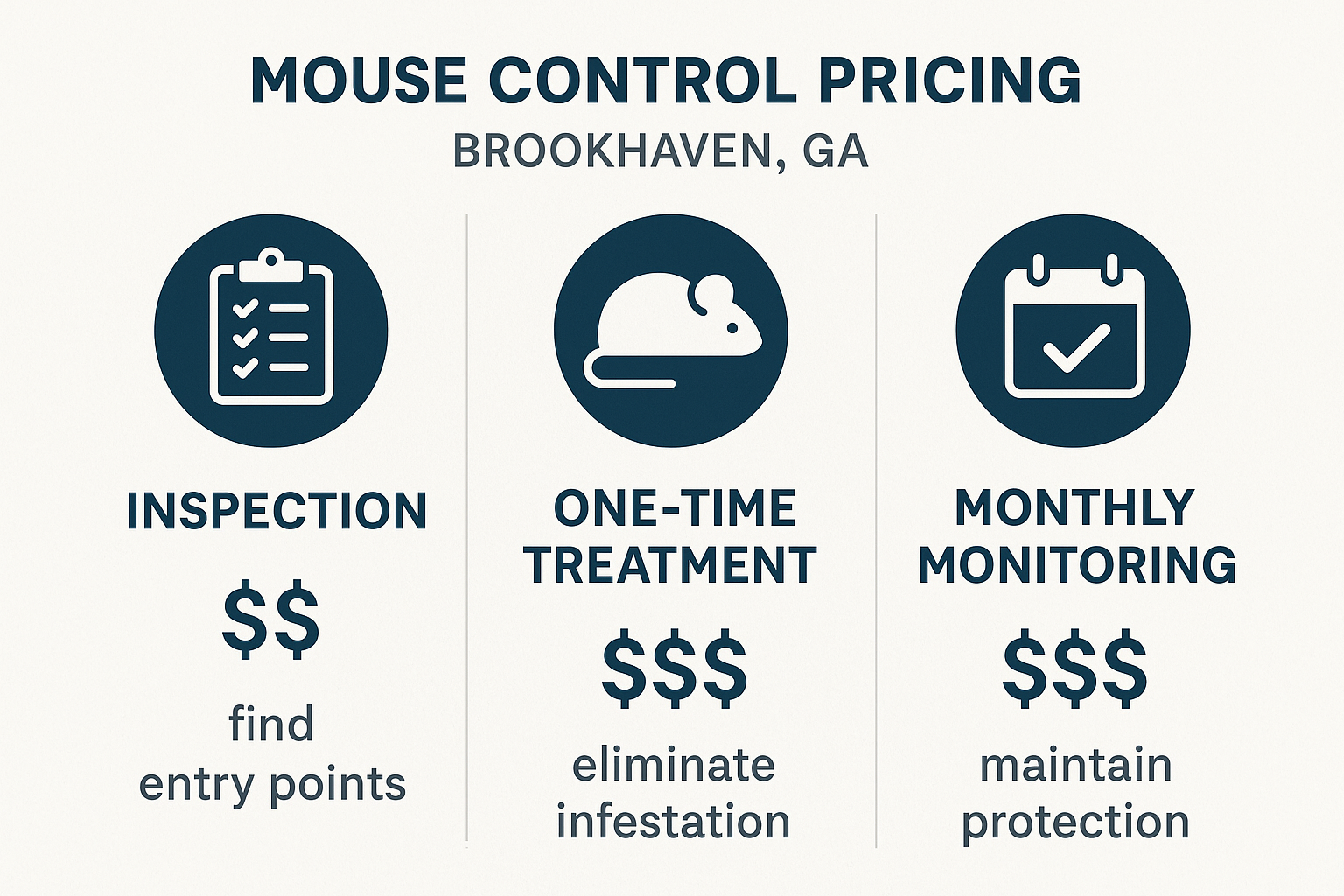 Pricing comparison for inspection, one‑time treatment, and monthly monitoring in Brookhaven, GA