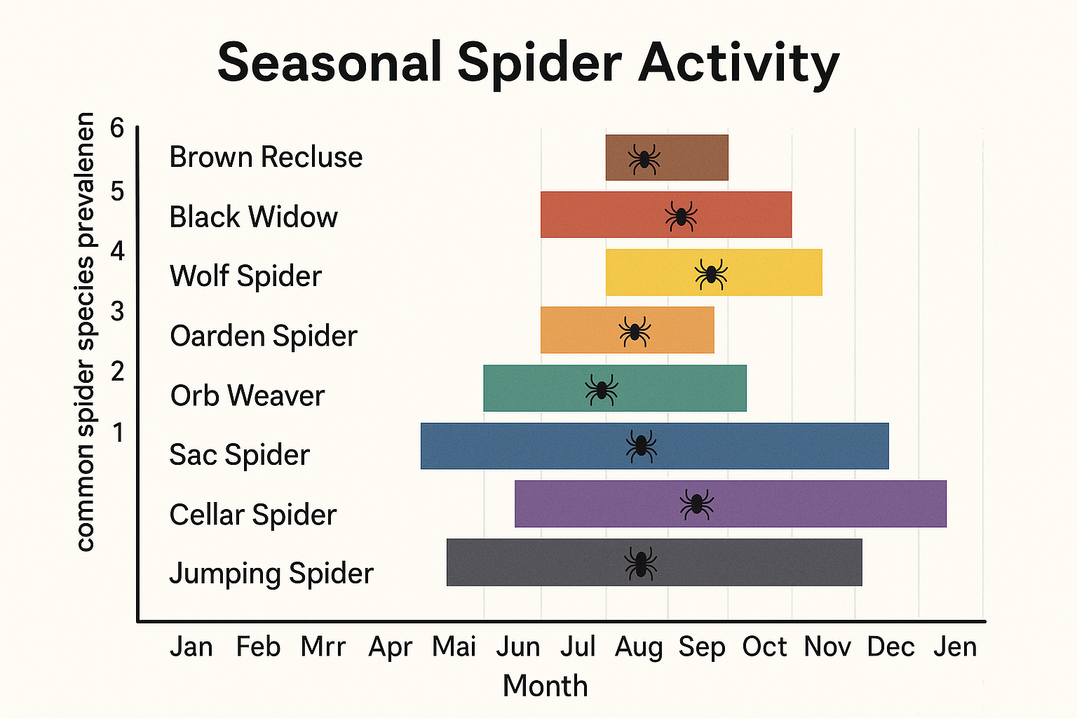 Seasonal spider activity chart for Druid Hills, GA