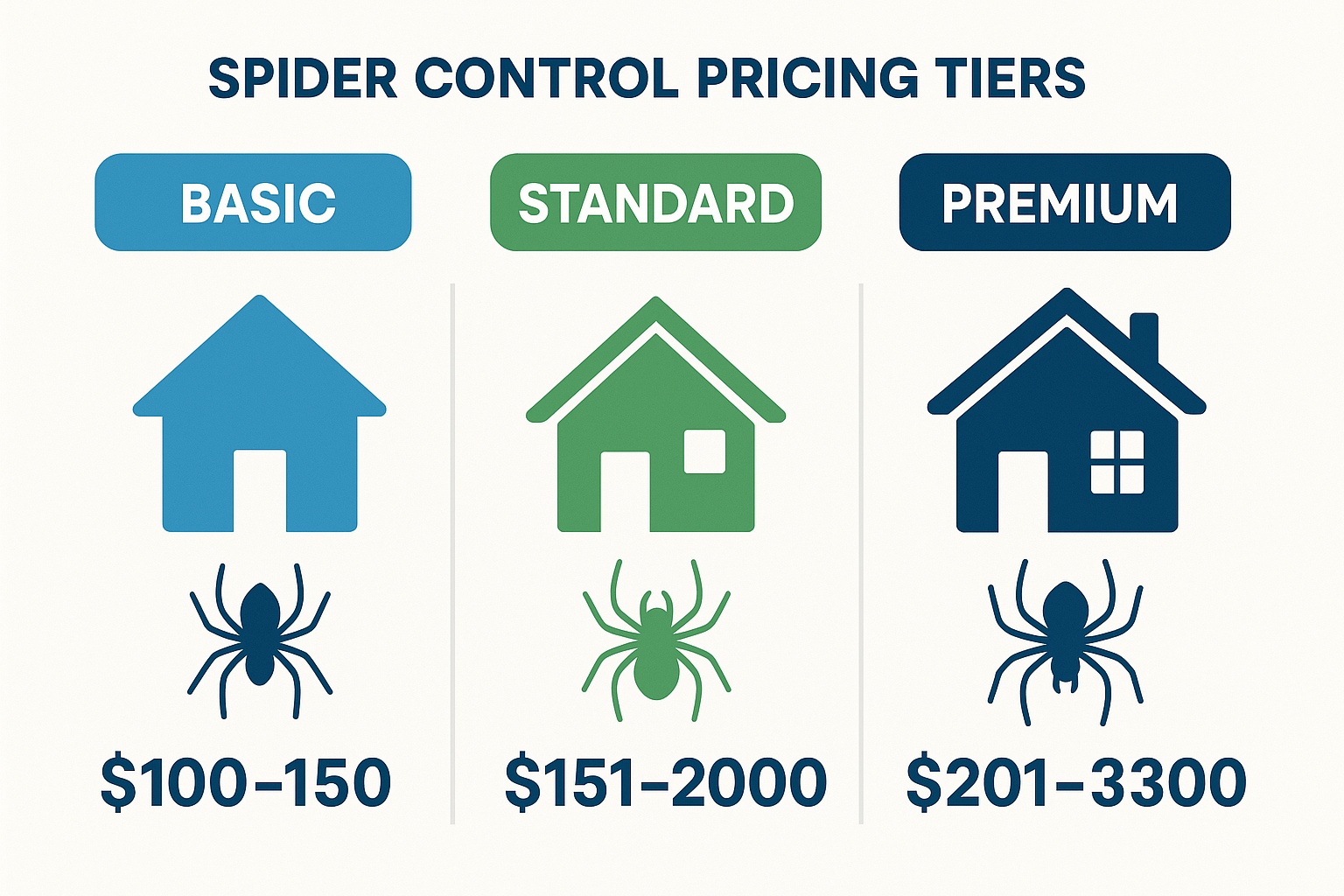How much does spider control cost in Buford, Georgia? 4 Diagram of spider control methods and pricing tiers