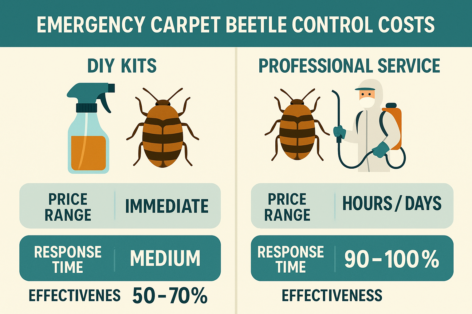 Emergency Carpet Beetle Control in Druid Hills, Georgia: What to Do Right Now 4 Flowchart comparing DIY and professional carpet beetle control options