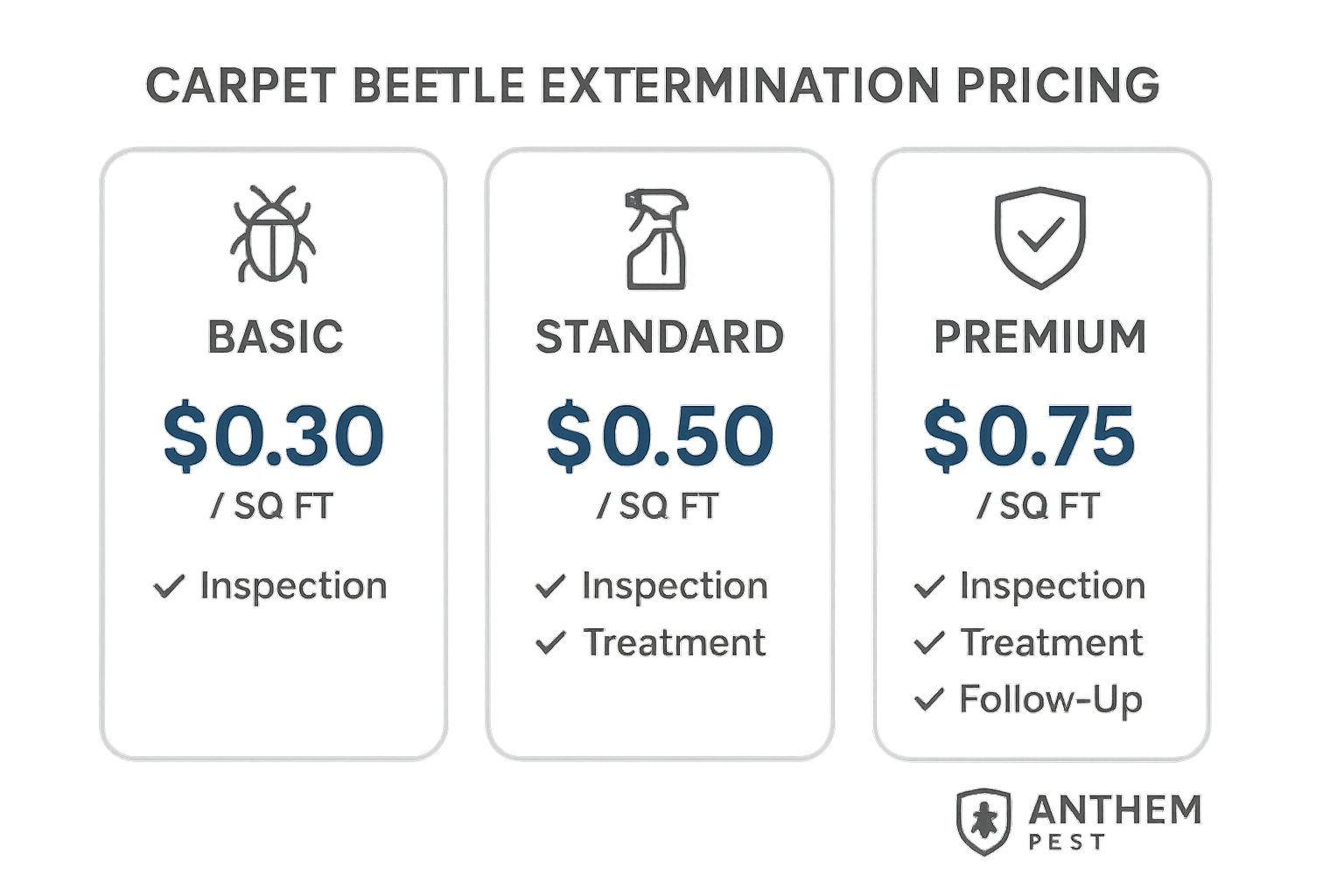 Carpet beetle extermination pricing infographic