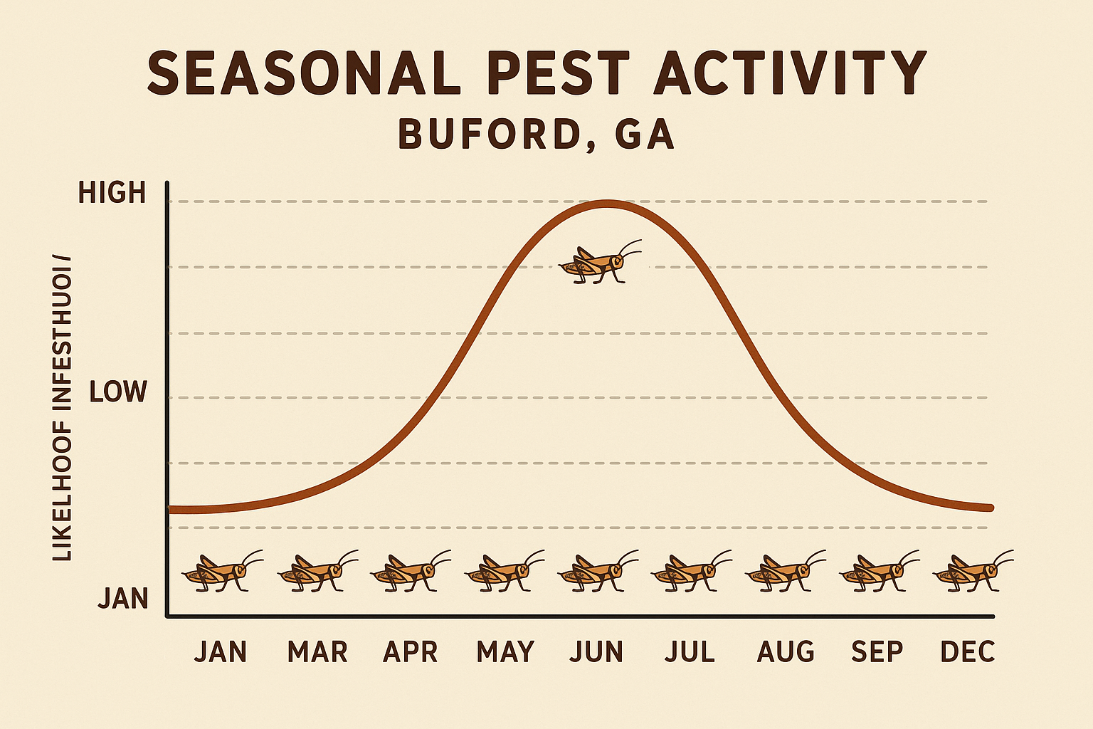 Seasonal cricket activity chart for Buford, GA