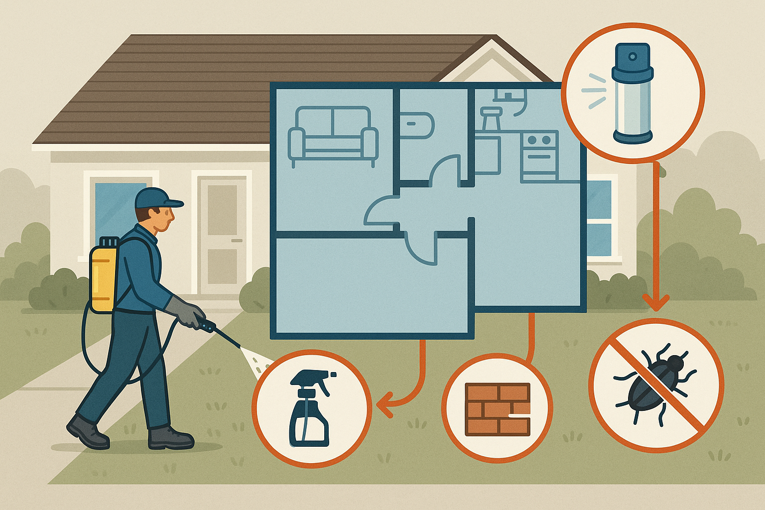 Technician applying spider treatment around a Marietta home