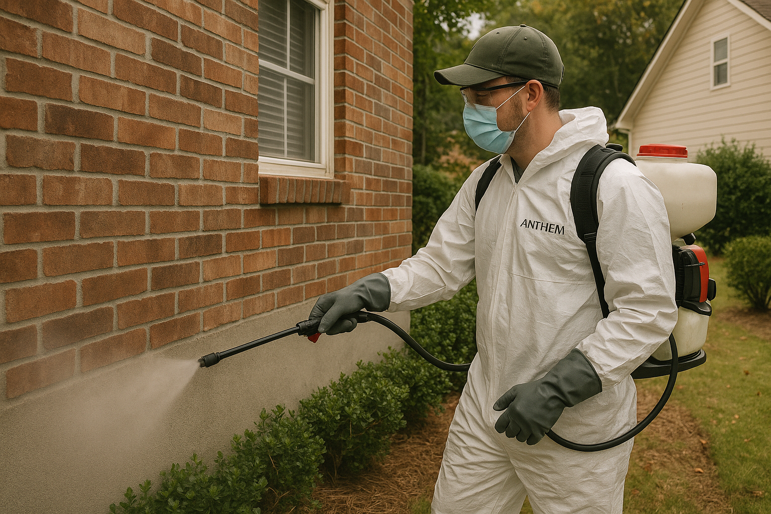 Anthem Pest technician conducting a spider inspection