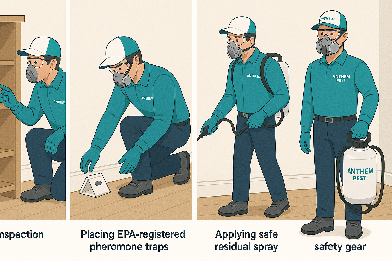 Anthem Pest technician examining a home for moth activity
