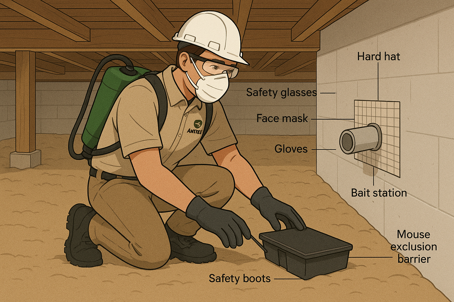 Technician placing bait stations inside a home